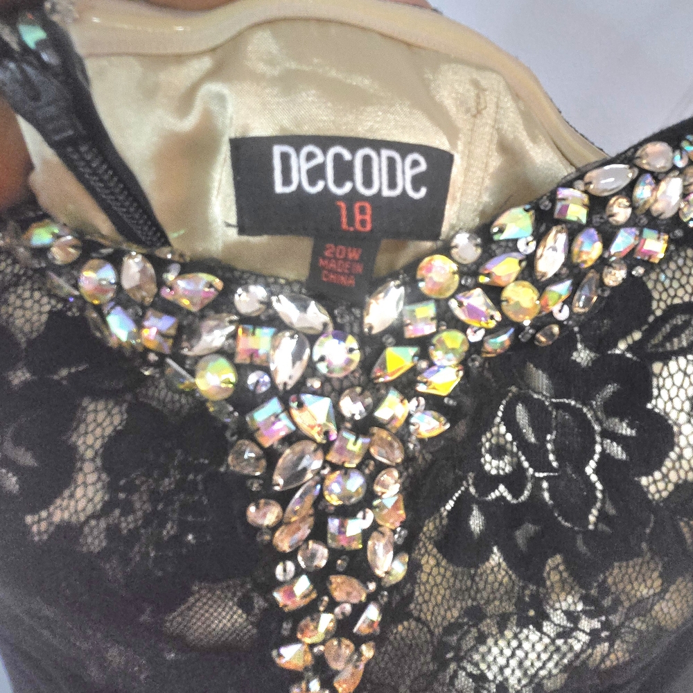 DECODE 1.8 Size20 Black GOLD  Lace Embellished Intimate DRESS